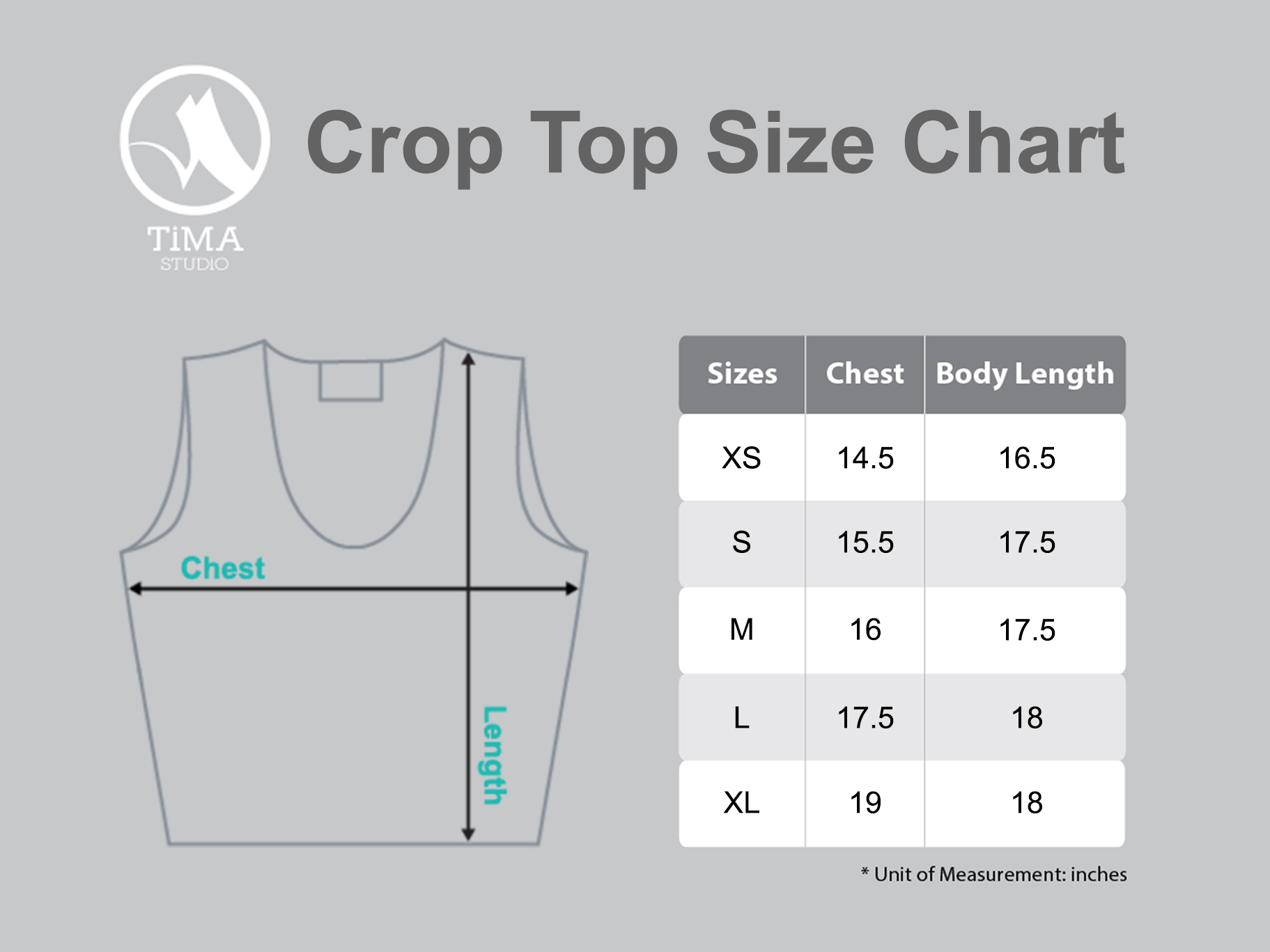 Crop Top Size Chart